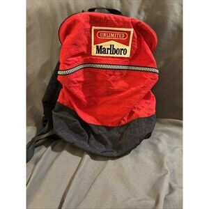 Vintage 1990s Marlboro Cigarettes Red Black Logo Unisex Square Backpack